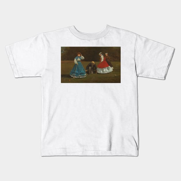 Croquet Scene by Winslow Homer Kids T-Shirt by Classic Art Stall